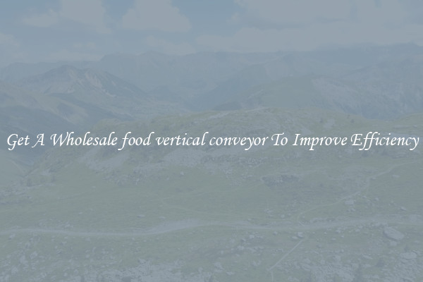Get A Wholesale food vertical conveyor To Improve Efficiency
