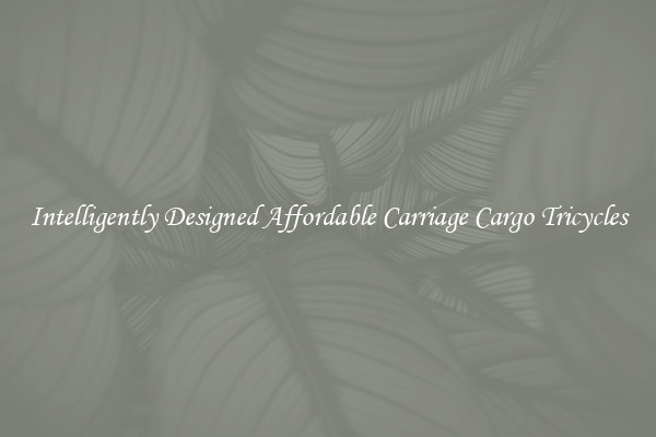 Intelligently Designed Affordable Carriage Cargo Tricycles